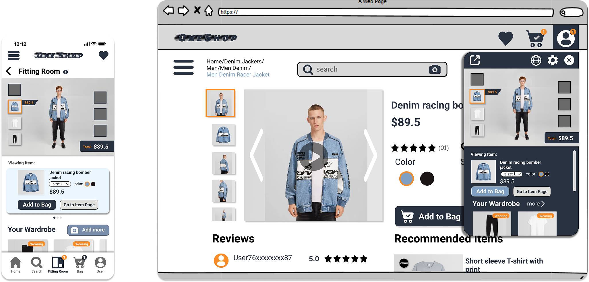 One Shop Desktop and Mobile Fitting Room